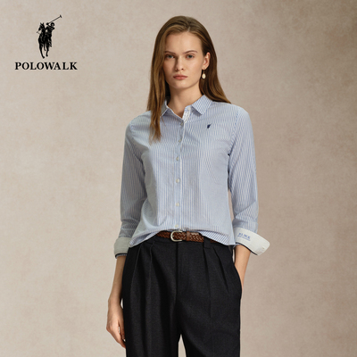 POLOWALK秋季新品条纹长袖衬衫女