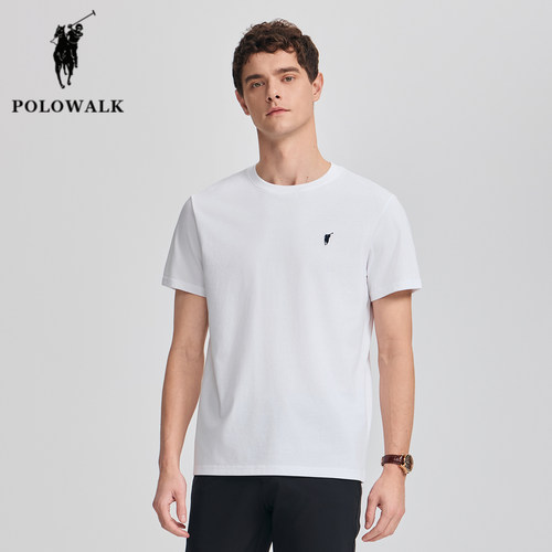 POLOWALK夏季新品圆领短袖T恤男