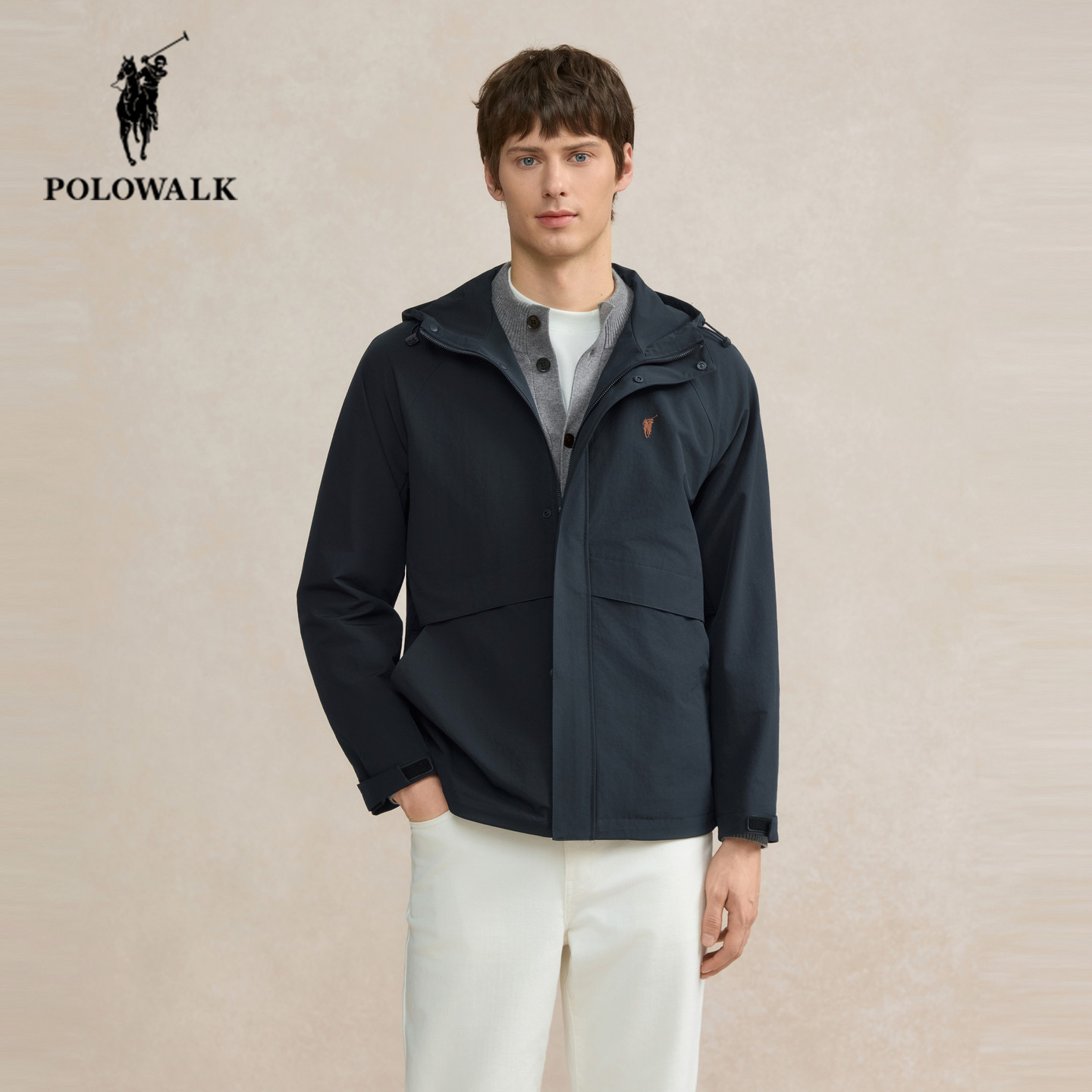 POLOWALK休闲连帽夹克男2025秋季新款保罗男装运动百搭休闲风外套