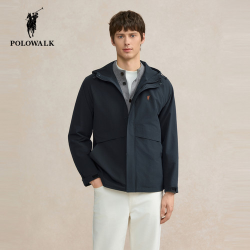 POLOWALK秋季新款时尚连帽夹克男