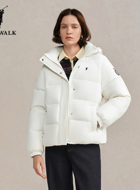 POLOWALK连帽羽绒服女25冬季新款保罗女装通勤保暖90绒短款面包服