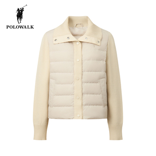POLOWALK羽绒服女25冬季新款保罗女装90鸭绒翻领拼接轻薄羽绒外套