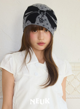 【戴萌 王艺瑾同款】NEUK蝴蝶结波点提花针织冷帽