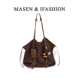 2025秋冬新款 复古豹纹托特大包大容量单肩包小众设计高级感手提包