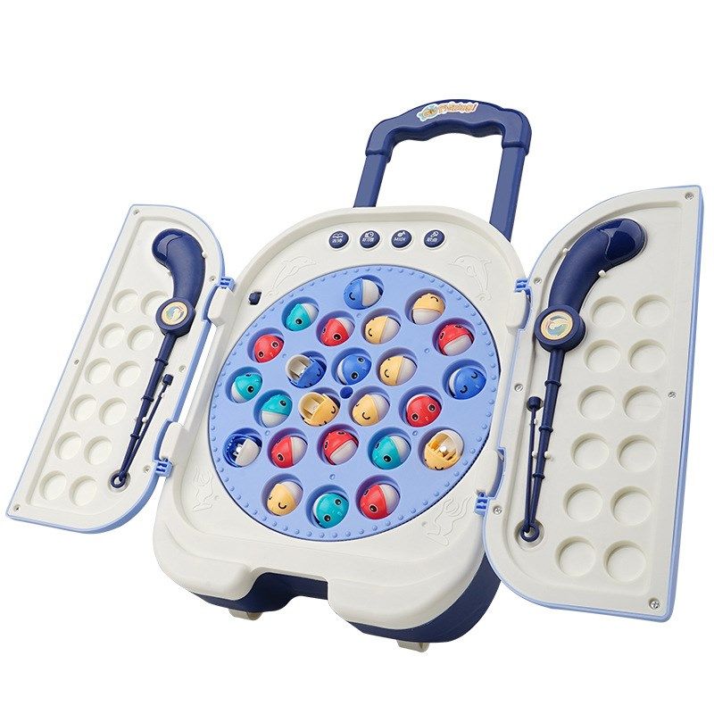 新款儿童手推车电动钓鱼玩具收纳旋转磁性早教益智多功能跨境代发