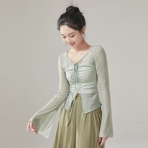 印花晕染喇叭袖中国舞古典舞蹈服装练功服演出服跳舞上衣服女飘逸