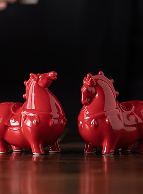 陶瓷唐马招财马摆件创意生肖家居客厅书房玄关Q办公室桌面装饰礼