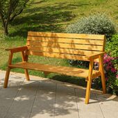 真门口靠背木质扶手带长条户外农村双人凳子木头家用椅子实木加厚