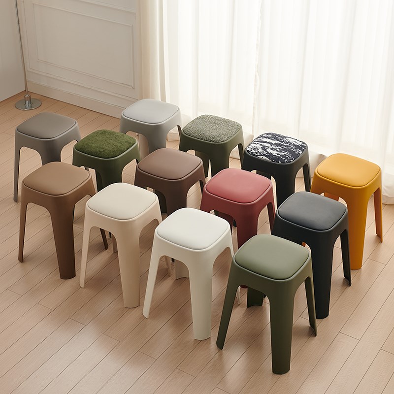 塑料凳家用可堆叠软包装的方凳现代无障碍豪华高凳坚固耐用的Y客