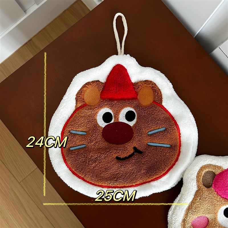 版权卡通可爱搞怪小狗刺绣擦手巾可F挂式不掉毛超强吸水擦手毛巾