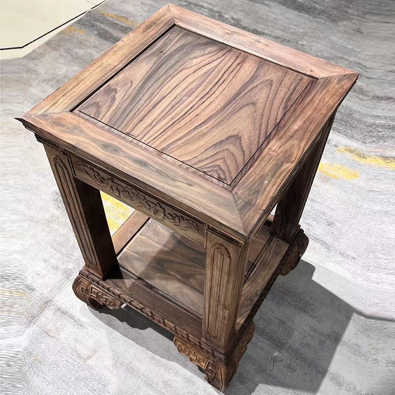 红木沙发角几印尼黑酸枝木边几阔叶黄檀小茶几Q全实木盆景架高脚