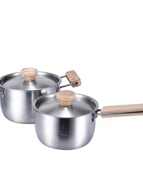 模型房厨房锅装饰l品木制手柄不锈钢简单现代平底底汤锅集家软装