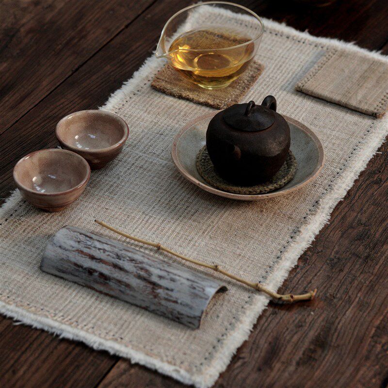 素淡清雅颜值好t实用好用的手缝老布茶席