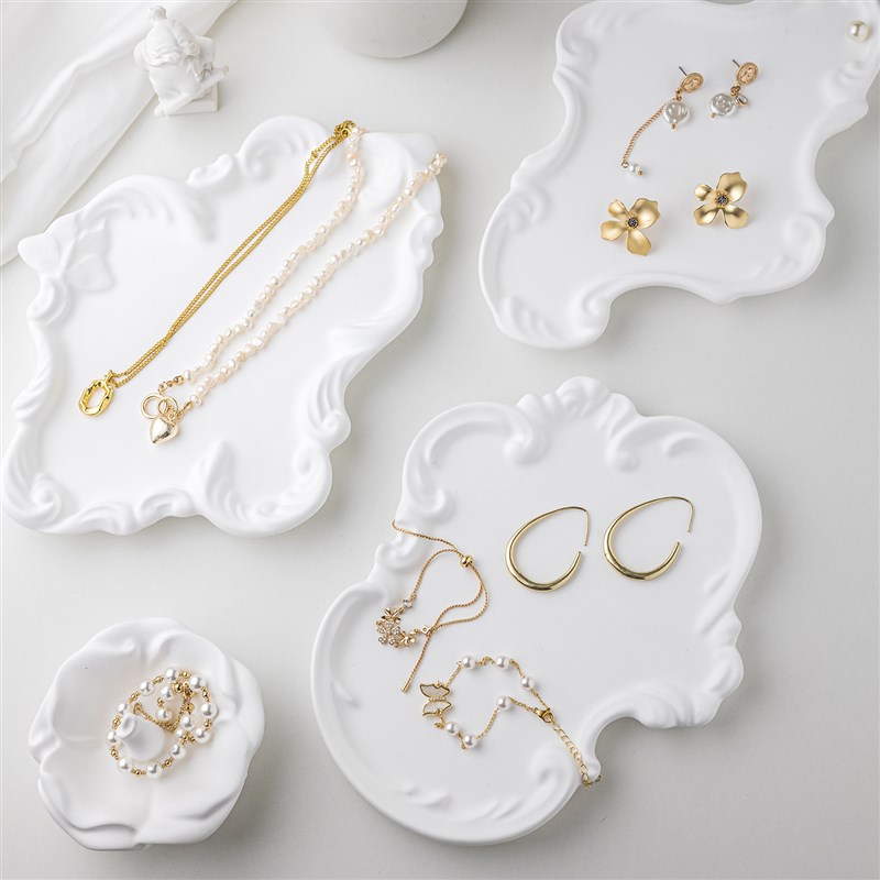 欧式首饰托盘巴洛克花边t复古石膏盘拍照摄影道具饰品陈列展示架