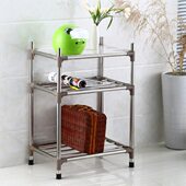 卫生间置物架落地杂物架四角五不锈钢脸盆架浴室四收纳架六层厨房