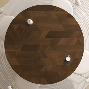 仿木纹圆桌桌垫防水防油免洗轻奢高级感皮革茶几垫台W布大圆形桌