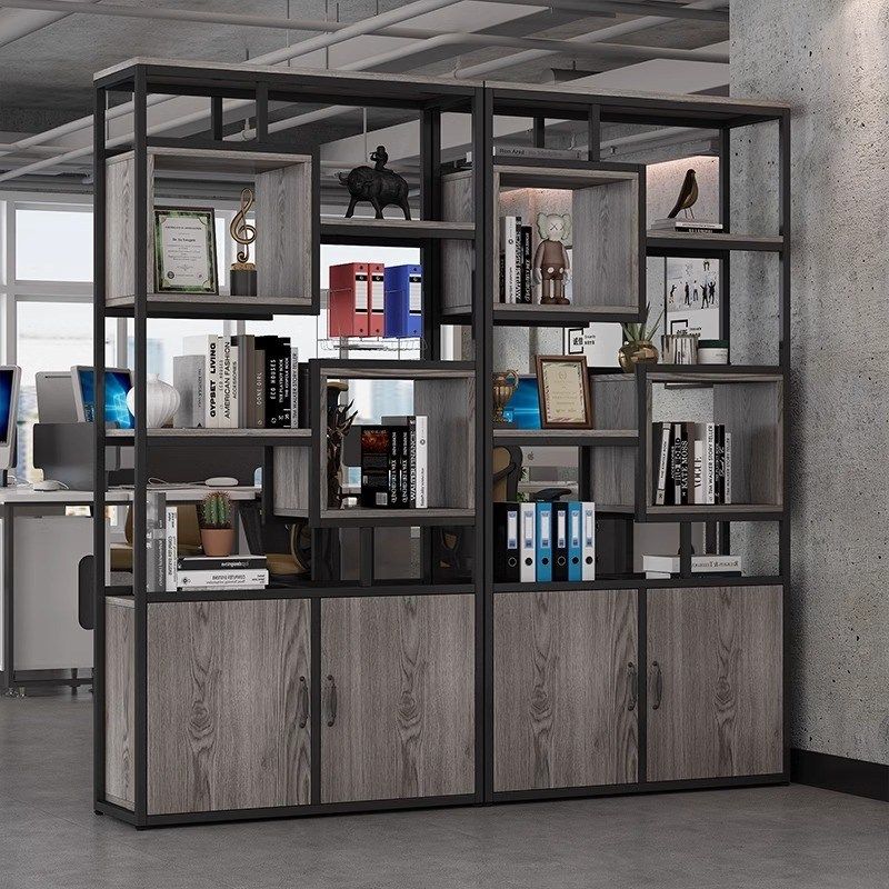 书架落地简约多层书柜办公室现代屏风花架客厅R铁艺隔断墙置物架