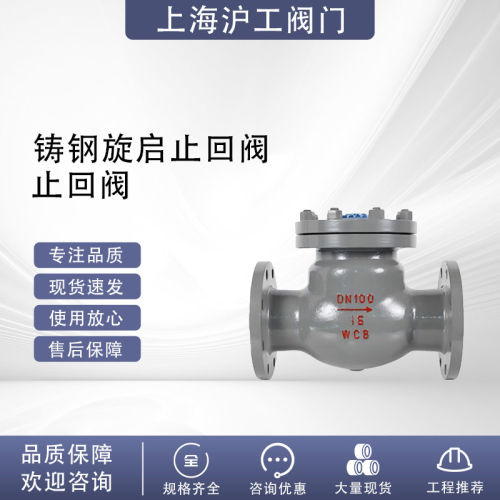 上海沪工铸钢法兰旋启式止回阀H44H-16C单向止逆阀向阀工业旋启式