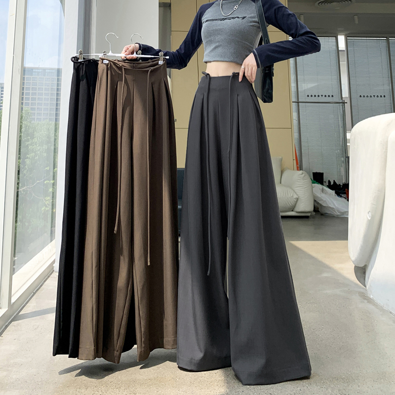 高级感西装阔腿裤女春秋2025新款设计感高腰垂感宽松休闲拖地裤裙