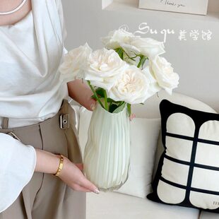 不规则玫瑰水养插花客厅高级透明感玻璃鲜花百合花瓶摆件轻奢餐桌