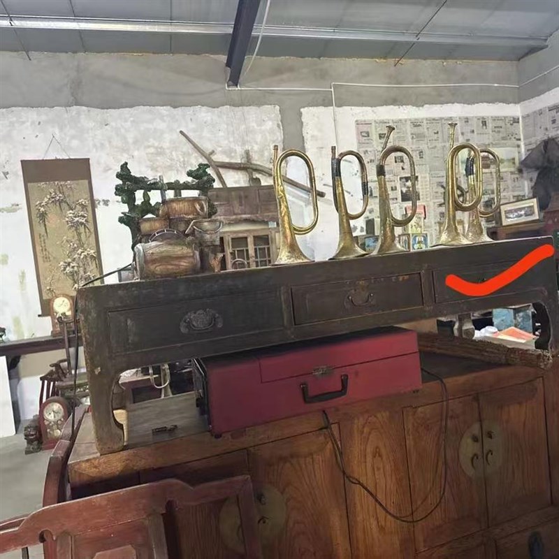 怀旧老物件炕桌老榆木小桌子复古收藏品村史馆展V览品影视道具