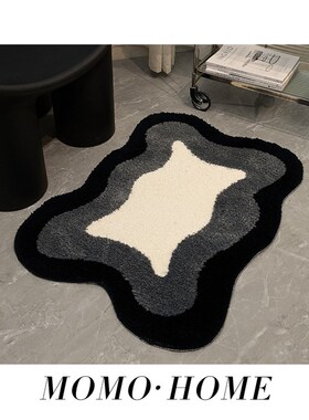 MOMO HOMEm家居现代简约浴室防滑垫异形卫生间吸水毛绒绒脚垫