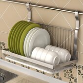 墙上碗碟架壁挂式 沥水架不锈钢收纳挂架盘子厨房置物架挂钩厨具