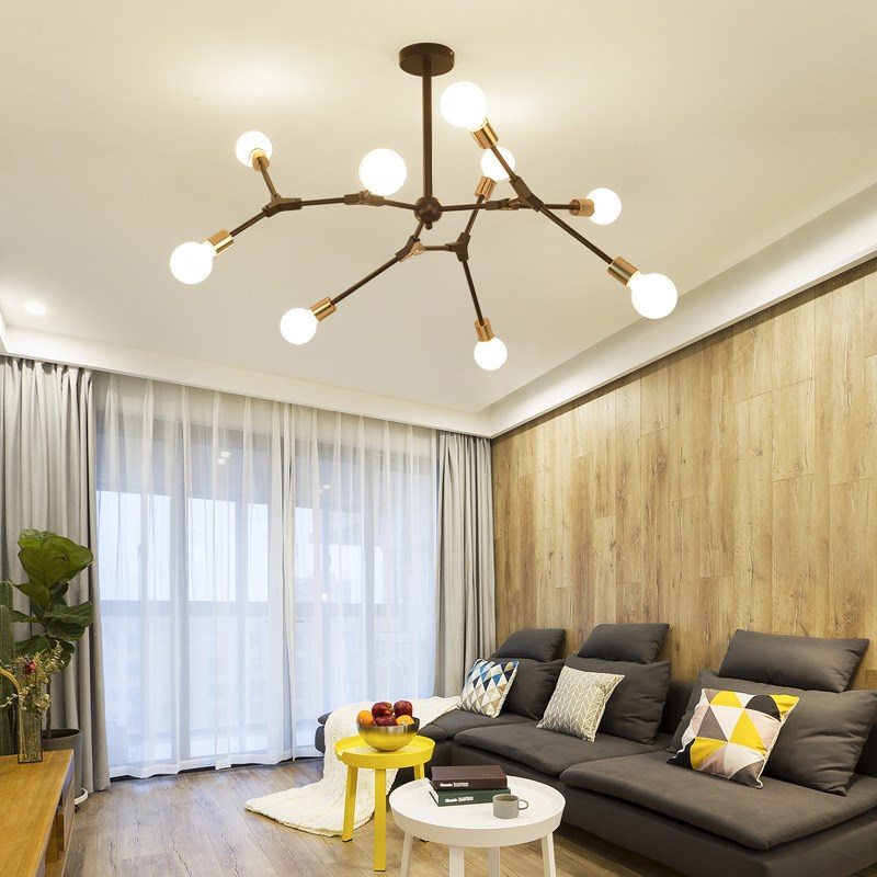 客厅简约枝形铁艺卧室个性创意z变形灯具干枝客厅极简民宿吊灯装