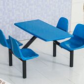 餐快学生连体玻璃钢四人椅食堂桌位组合食堂餐桌椅食堂餐桌椅餐桌