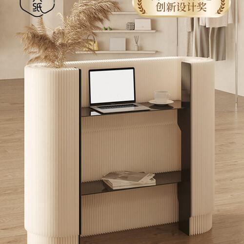 展会服装店接待台小型铺商场台收银前台十八纸简约柜移动吧台迎宾