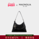 MAGNOLIA曼歌妮黑色超纤皮HOBO包女大容量单肩托特包百搭通勤轻奢