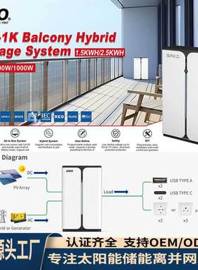 SAKO三科1kWh阳台光伏储能系统微逆便捷式移动家庭逆变器