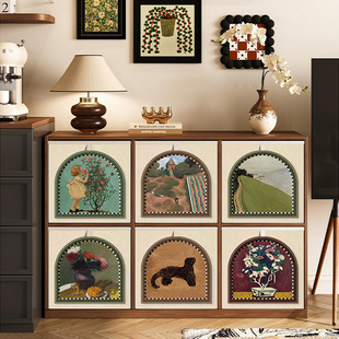 中古风收纳箱卡莱克格子柜高级感非藤编整理盒家用布艺收纳筐定制