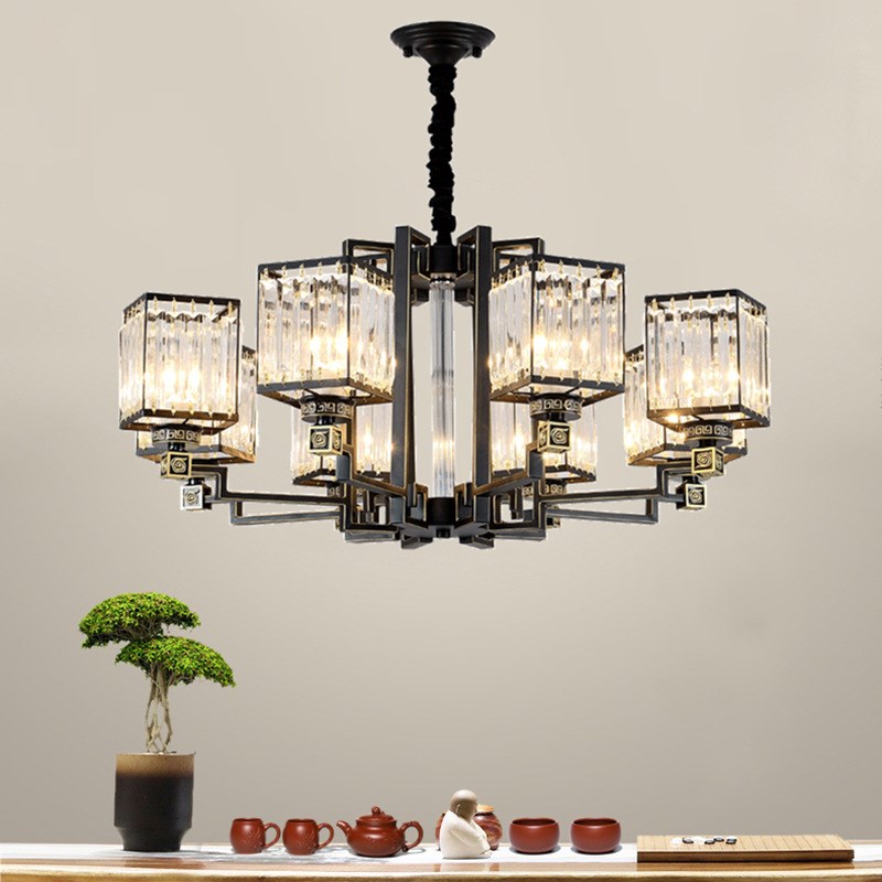 新中式水a晶吊灯风客厅轻奢餐厅禅意茶室仿古现代别墅套餐灯具