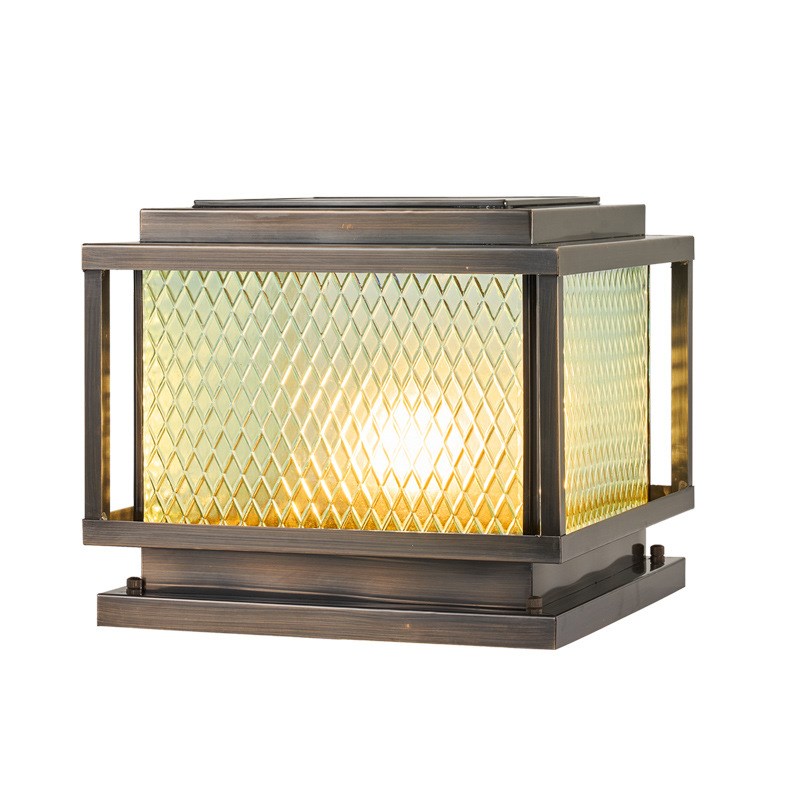 全铜户外太阳h能柱头灯接电款简约别墅围墙大门柱灯防水家用庭院