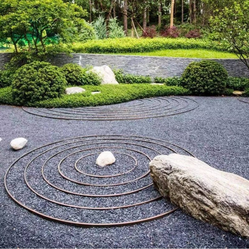 浙江深灰色景观砾石园林景观卵石日式庭院青石Z黑色小砾石