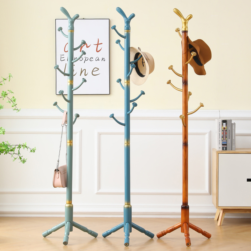 实木衣帽架落地卧室家用r挂衣架中式立式简易衣服挂衣杆客厅挂包