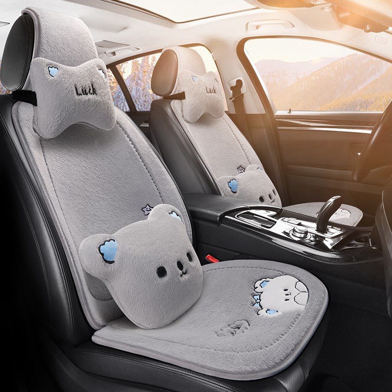 汽车坐垫高级感座椅套冬季r毛绒保暖座套2025新款卡通女生半包座