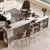 小户型长条轻奢玄关隔断柜吧台桌柜餐桌实木家用客厅一体中岛