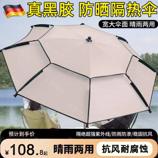 钓伞大户外钓鱼伞新款防风加厚黑胶可折叠2024雨伞专用垂钓遮阳晒