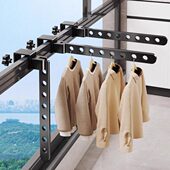 杆阳台护栏神器免打孔晾衣架晒衣架晾壁挂式 晒德国户多功能防盗窗