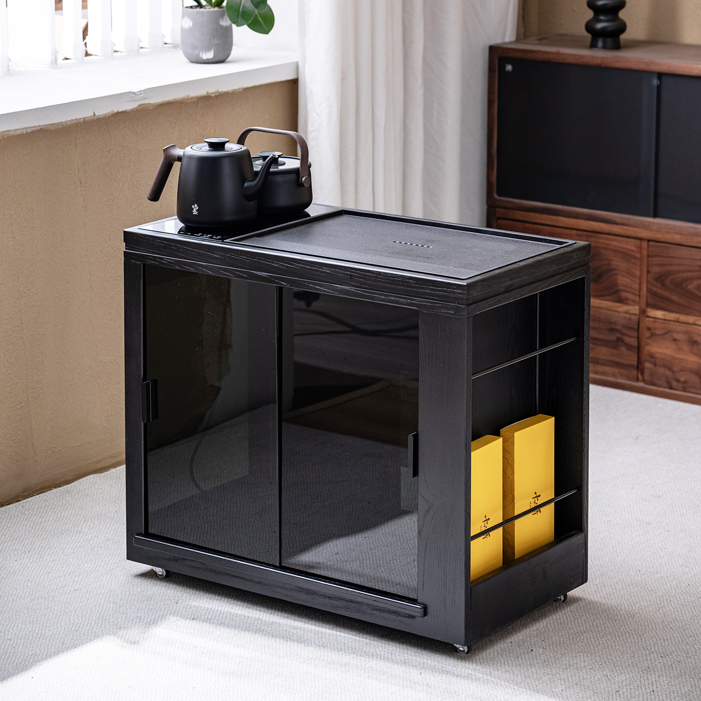 可移动茶几小户型现代简约边柜轻奢客厅中古极简新款沙发边几茶台