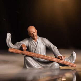 中式创意摆件水盆和尚陶瓷人物小紫砂摆设品造景禅意抚琴假山精品