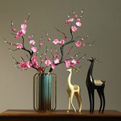 现代陶瓷玄关客厅电视柜瓶家居装 饰品灯笼花插铁艺新中式 桌面摆件