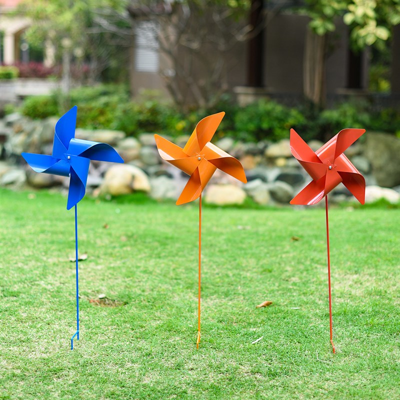 户外铁艺旋转风车摆件花园造景庭院D装饰草坪插件金属工艺品大风