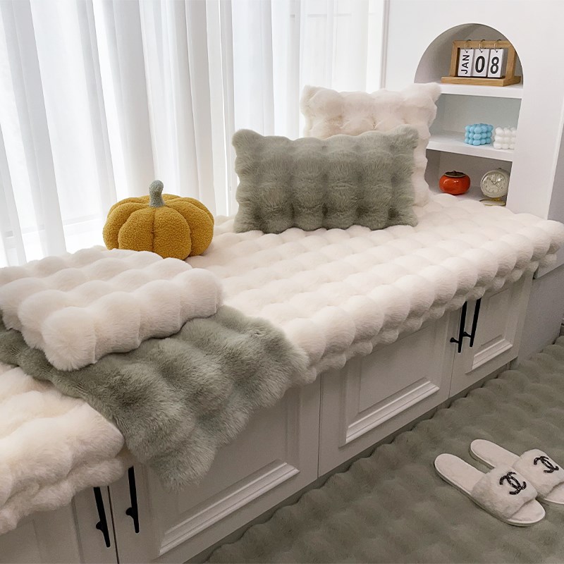新款飘窗垫3D防滑泡芙窗台坐垫加厚兔毛绒卧室地毯阳台.榻榻米毯