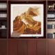 画领金色办公室挂画万画长城装 饰画定制图导靠山里背景老板办公桌