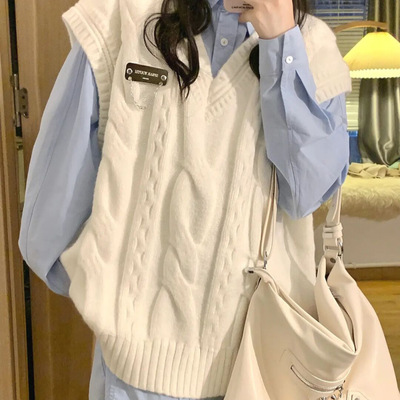 宽松针织马甲学院风春秋