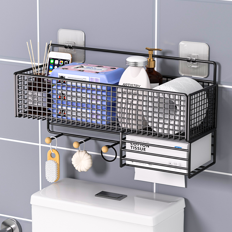 免打孔抽纸盒卫生纸收纳置物架y厕所纸巾盒卷放卫生间洗手间壁挂