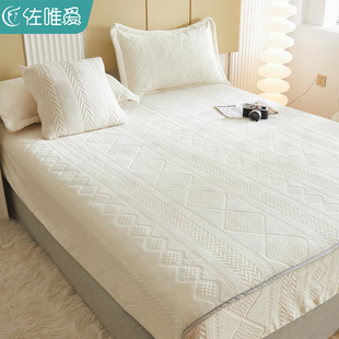 牛奶绒床笠冬款单件n珊瑚绒床罩防滑床单白色高级感纯色床垫保护